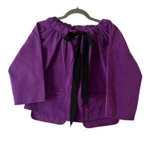 Vera Wang Collection  Purple Poly-Silk Blend Short Sleeves Top